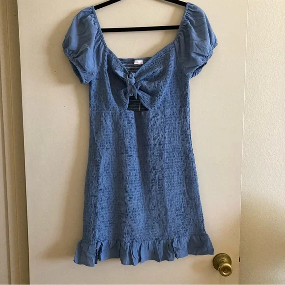 Blush Smocked Tie Knot Mini Dress | NWT - Picture 5 of 11